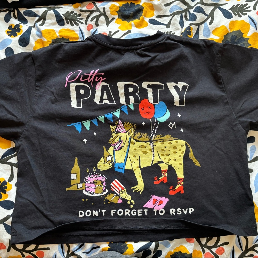 Oopsie Octopied Mind Graphic "Pitty Party" T-Shirt (cropped)